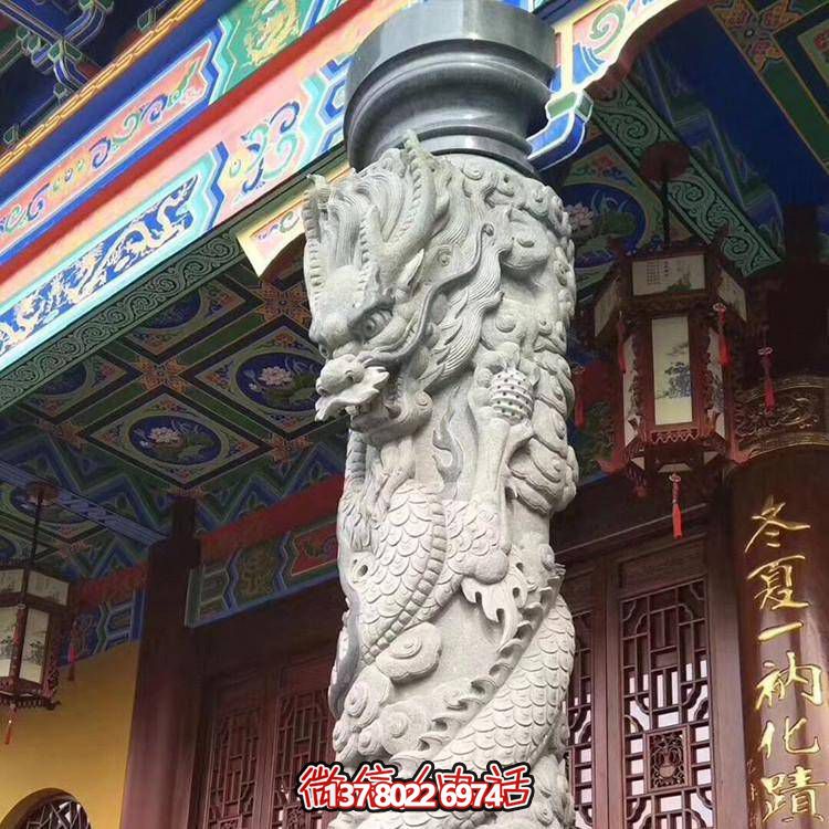精美仿古園林，花崗巖石龍盤柱點(diǎn)綴