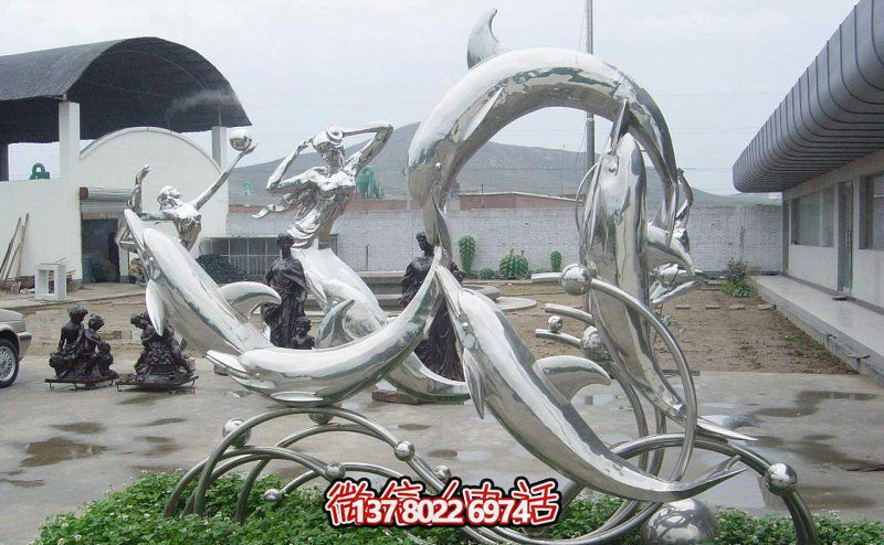 一群活躍海豚，為游樂園帶來更多樂趣——不銹鋼海豚雕塑