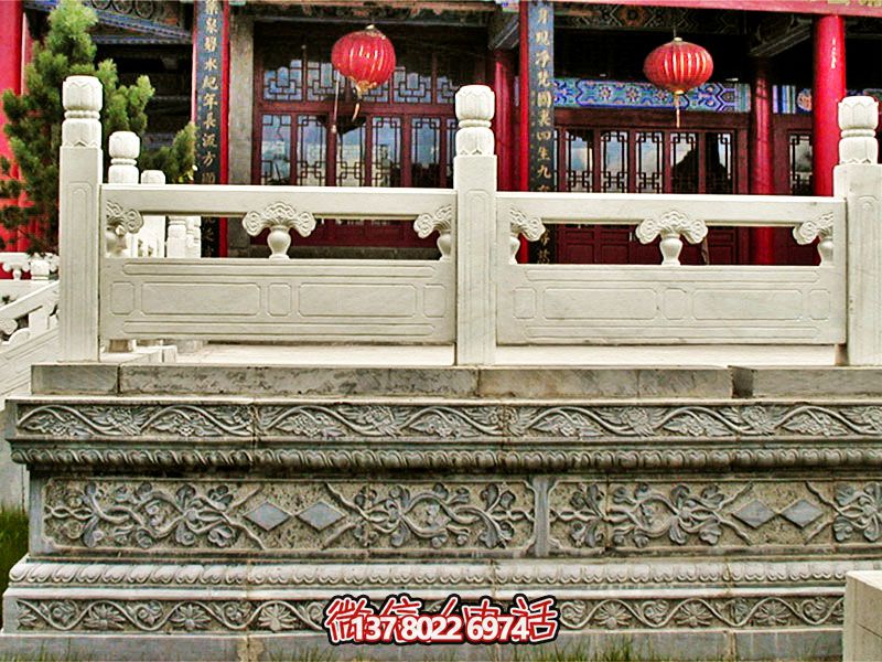 漢白玉古建筑臺階及欄桿雕刻花瓶保護景區(qū)