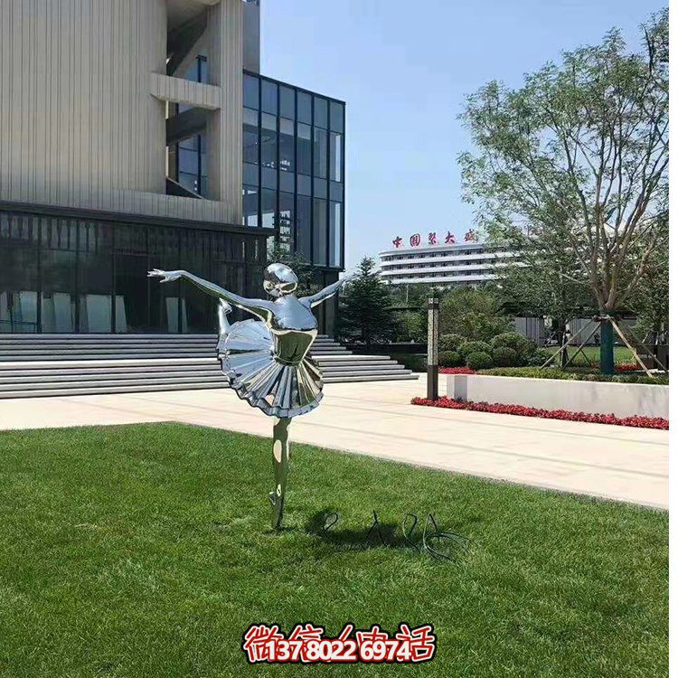 不銹鋼芭蕾女孩，鏡面跳舞女孩雕塑